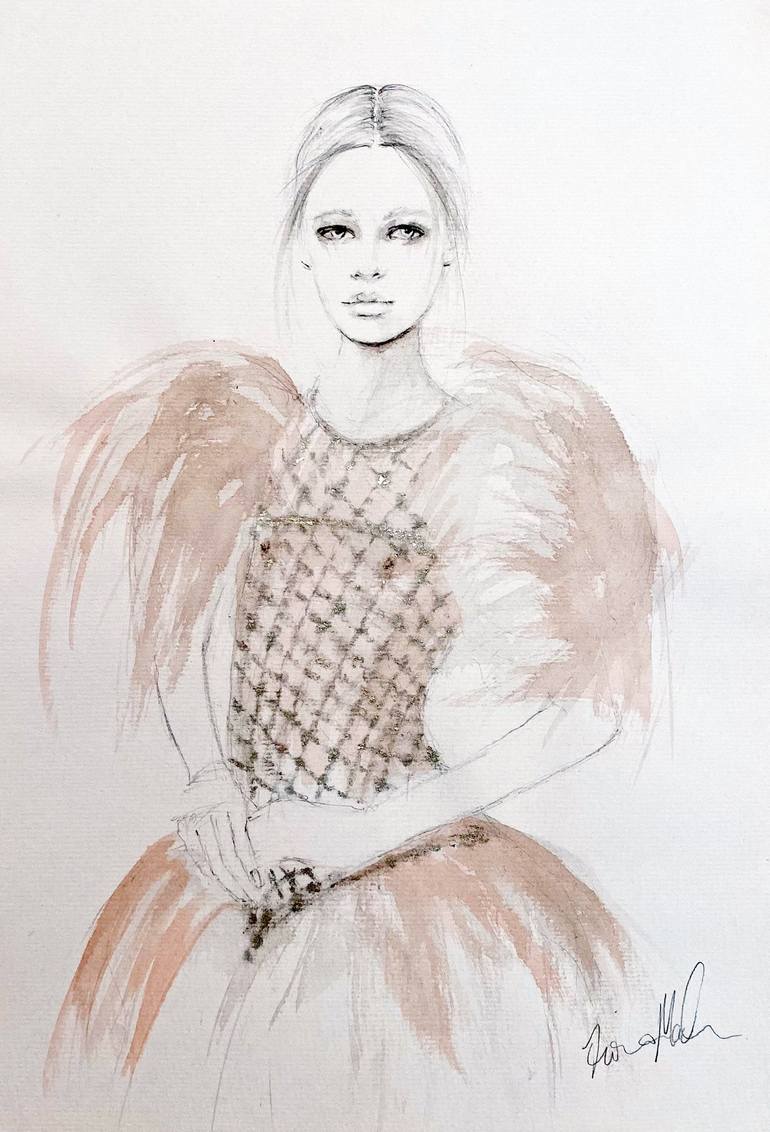 Original Fine Art Fashion Drawing by Fiona Maclean