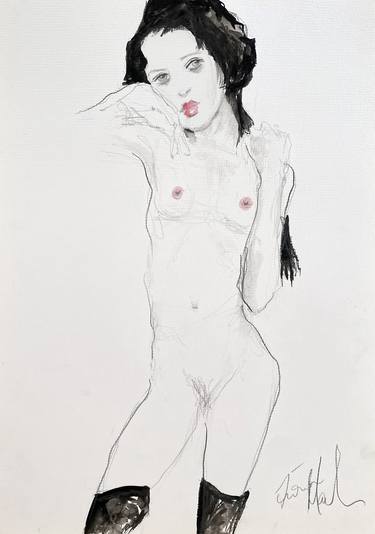 Print of Fine Art Nude Drawings by Fiona Maclean