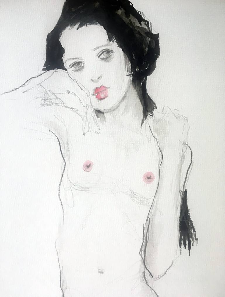 Original Fine Art Nude Drawing by Fiona Maclean