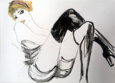 Woman in black stockings - inspired by Egon Schiele thumb