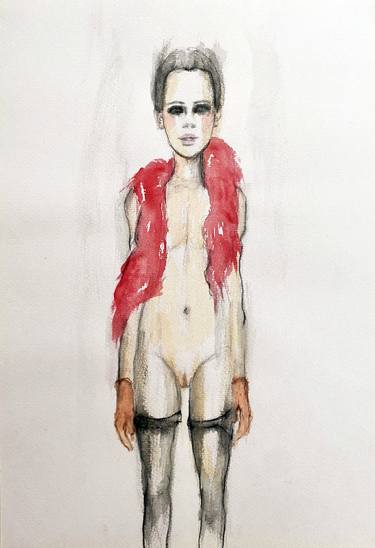 My Version of Egon Schiele's Girl with Red Scarf thumb