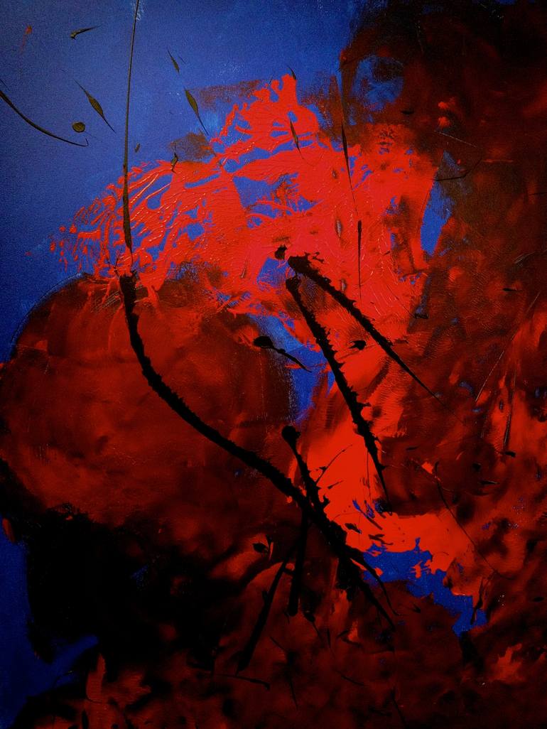 Red & Black on Blue - Print