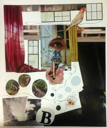 Original Surrealism Bicycle Collage by Becky Stoup