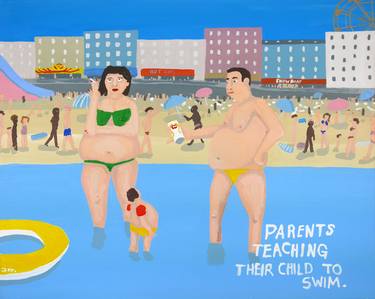 We love Margate 01: Parents teaching their child to swim. thumb