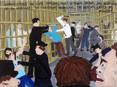 Bad Painting 157: Approximately 50 LAPD officers, most of them drunk, are beating up six prisoners on Christmas morning. The beating lasts 95 minutes. thumb