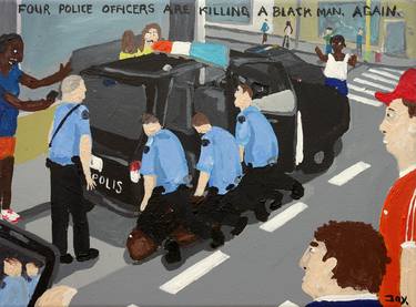 Bad Painting 158: Four police officers are killing a black man. Again. thumb