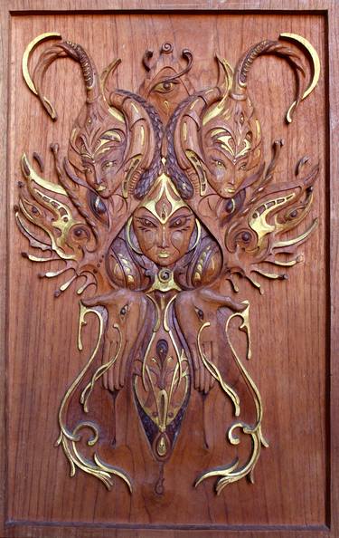 "Forgotten Goddess" Teak Wood carving thumb
