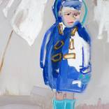 Boy with Duffle Coat & Washing by Sally Williams