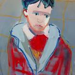 Boy in large coat by Sally Williams