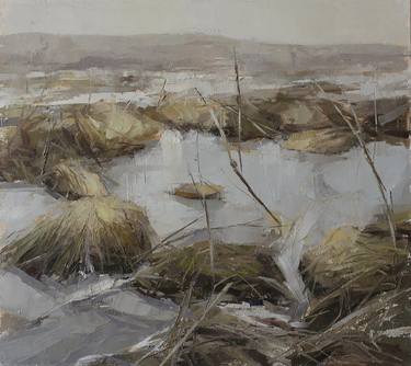 Grey swamp - landscape painting thumb
