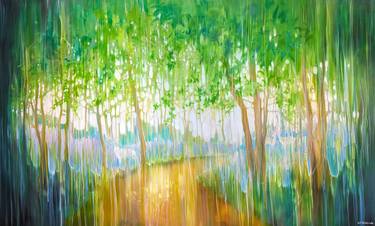 Saatchi Art Artist Gill Bustamante; Paintings, “Renewal of Springtime, an abstract bluebell forest with deer” #art