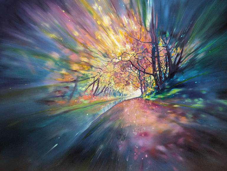 Original Abstract Language Painting by Gill Bustamante