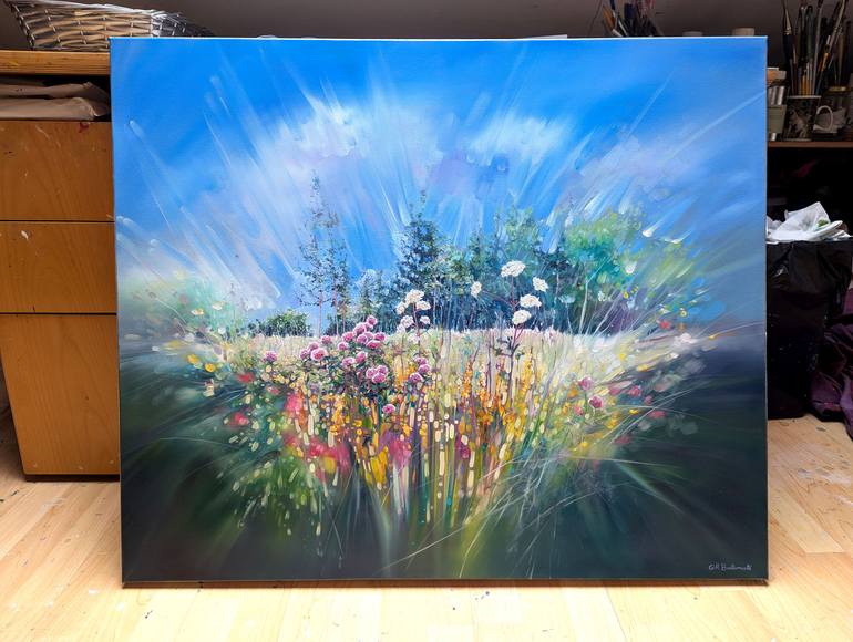 Original Art Nouveau Landscape Painting by Gill Bustamante