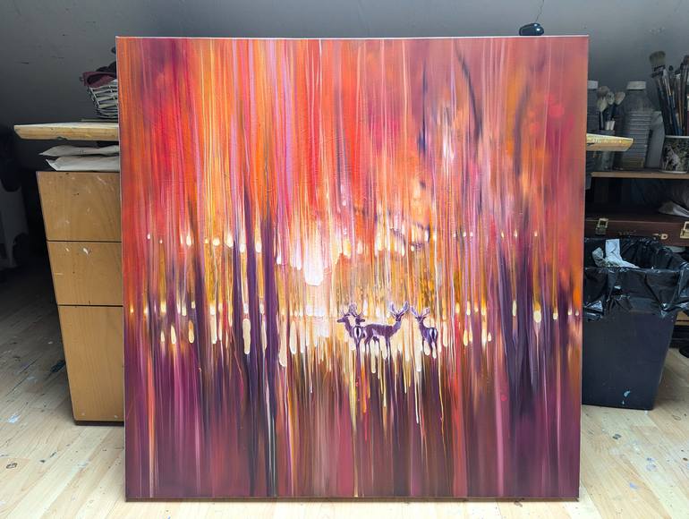 Original Art Nouveau Abstract Painting by Gill Bustamante