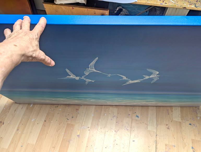 Original Art Nouveau Seascape Painting by Gill Bustamante