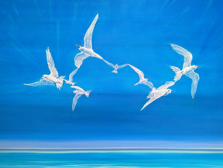 Original Art Nouveau Seascape Painting by Gill Bustamante