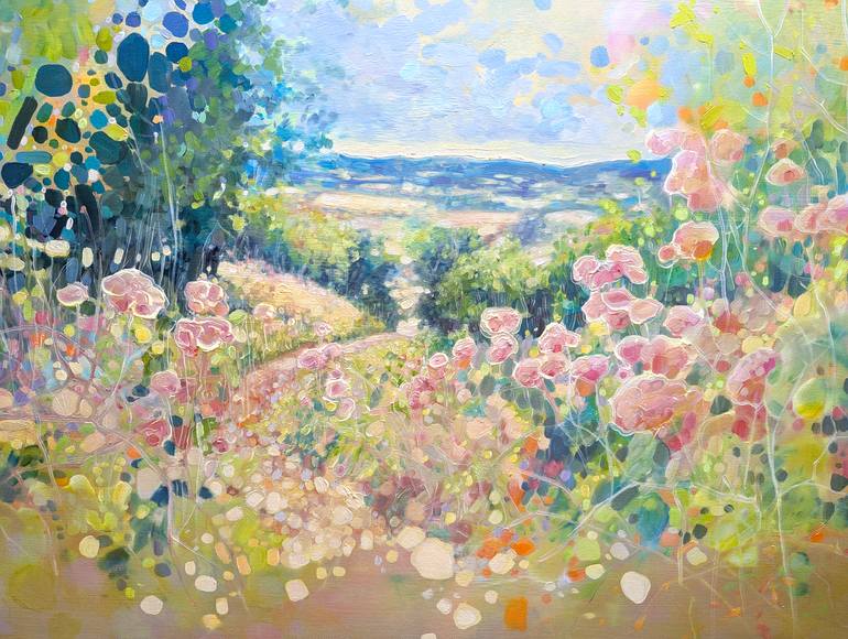 Original Art Nouveau Landscape Painting by Gill Bustamante
