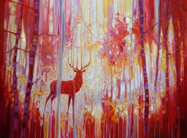 Red King - a red stag in a red forest thumb