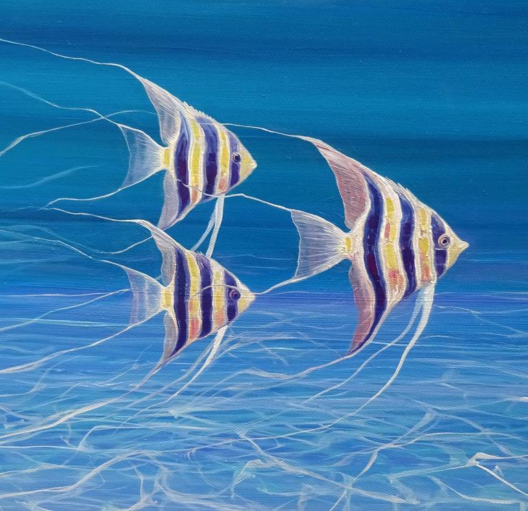 Original Art Deco Seascape Painting by Gill Bustamante