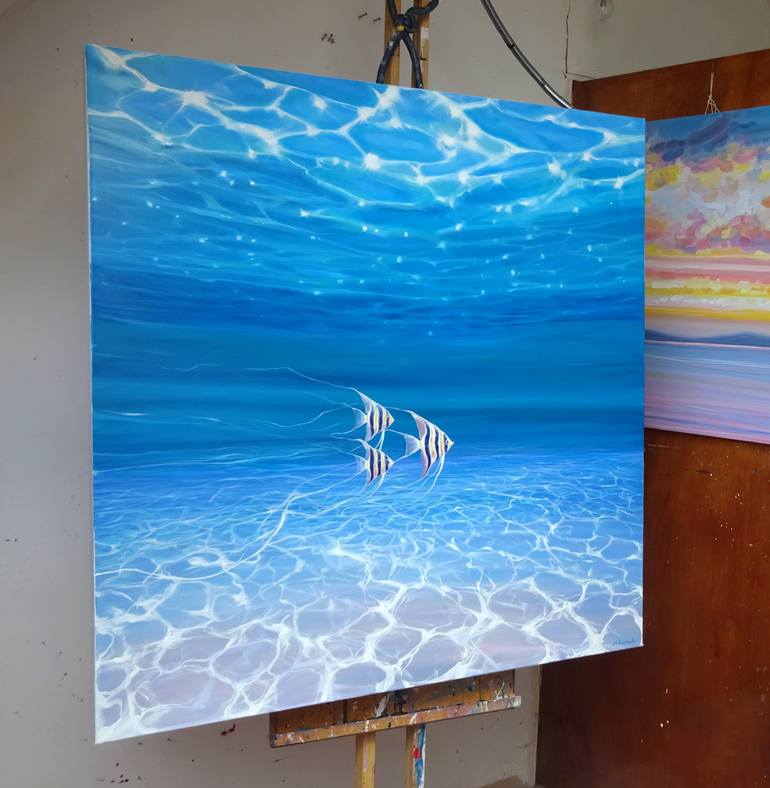 Original Art Deco Seascape Painting by Gill Bustamante