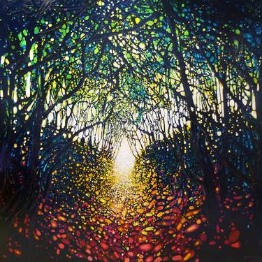Almost There... A very large forest path painting in oil on canvas thumb