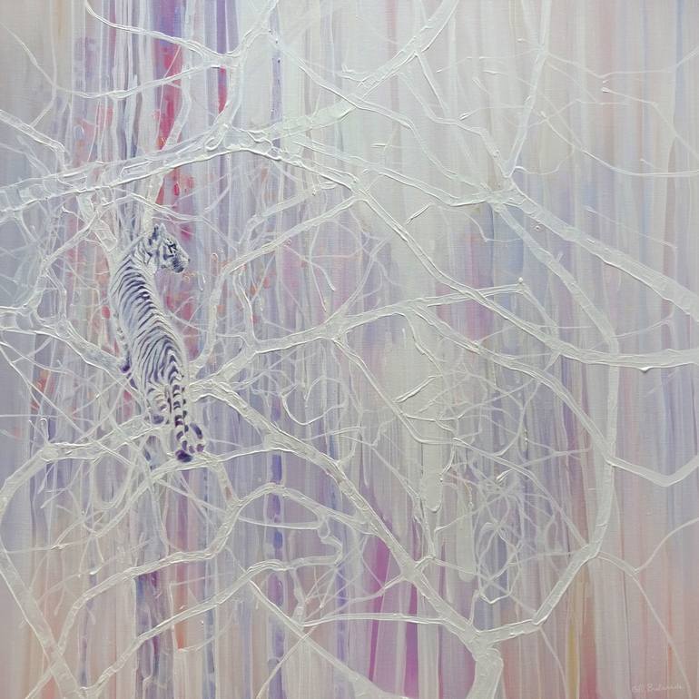 White Tiger White World Painting by Gill Bustamante Saatchi Art