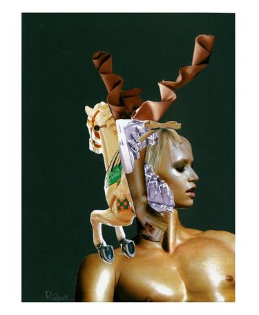 Original Surrealism Nude Collage by henrica van velzen