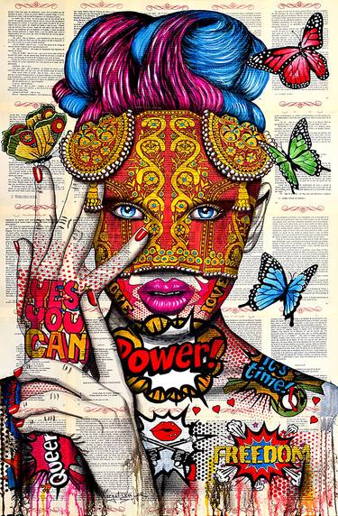 Original Pop Art Women Drawings by Margot Laffon