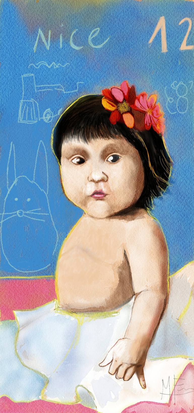 Original Realism Children Painting by Macarena Farrán Rayo