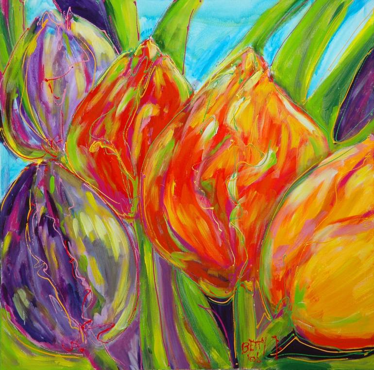 Red, Yellow And Purple Painting By Betty Jonker | Saatchi Art