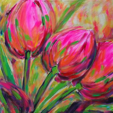 Original Expressionism Floral Painting by Betty Jonker