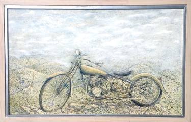 Original Abstract Expressionism Motorcycle Paintings by Pablo Miquel