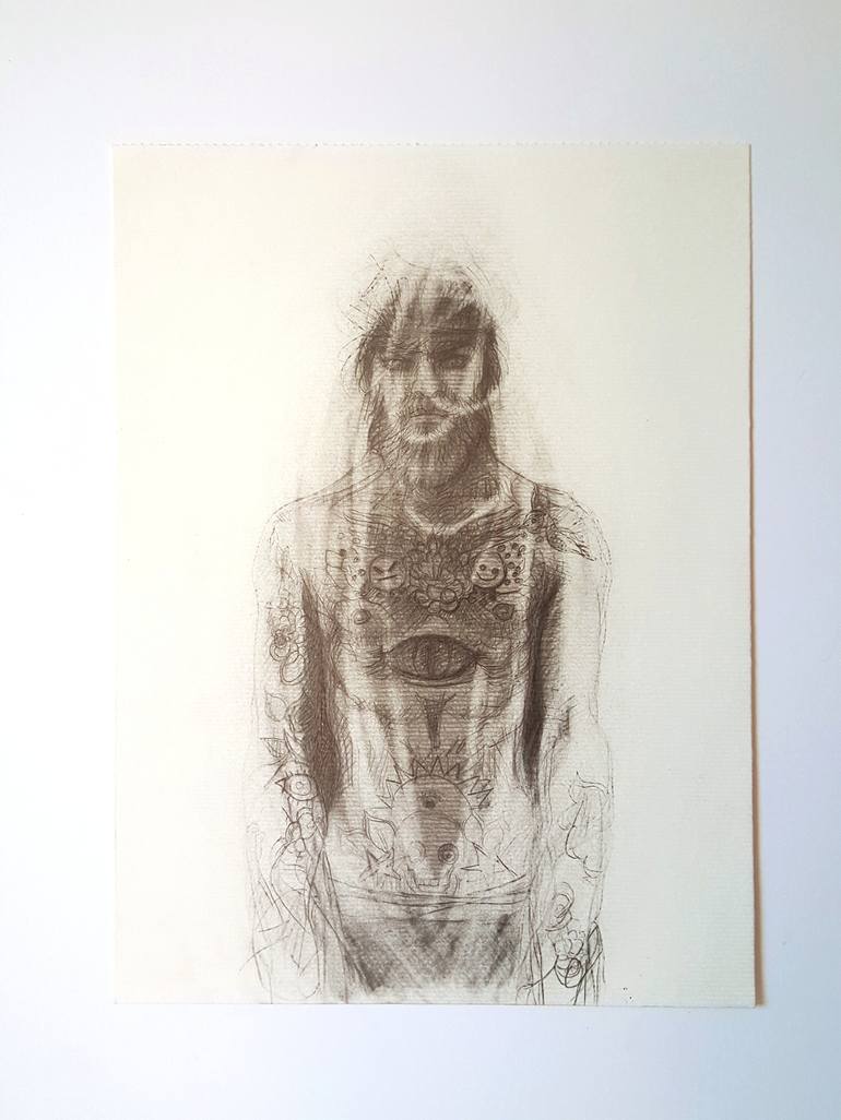 Original Figurative Portrait Drawing by christelle Guillet