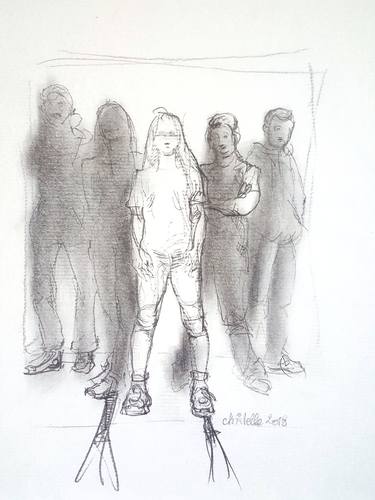 Print of Expressionism People Drawings by christelle Guillet