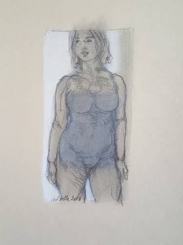 Original Figurative Women Drawings by christelle Guillet