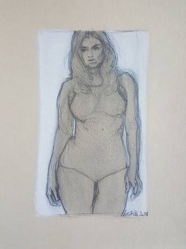 Original Figurative Women Drawings by christelle Guillet