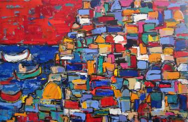 Print of Abstract Cities Paintings by len yurovsky