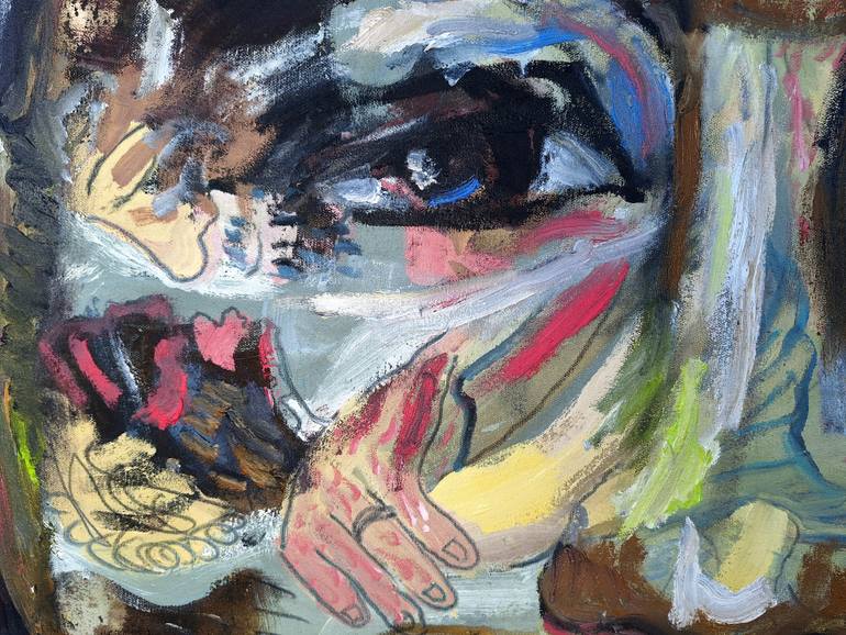 Original Abstract People Painting by Dalma Schwertführer-Dobisz