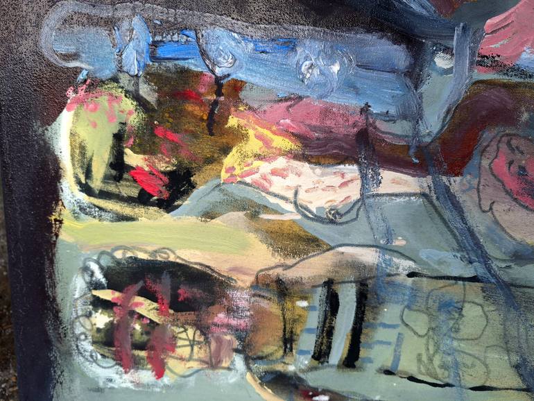 Original Abstract People Painting by Dalma Schwertführer-Dobisz