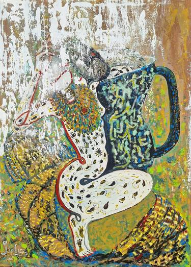 Original Symbolism People Painting by Dalma Schwertführer-Dobisz