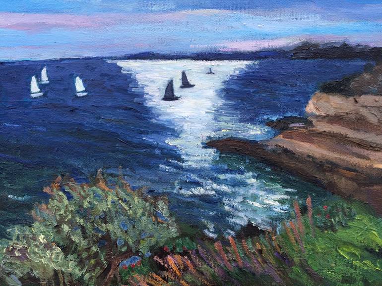 Original Impressionism Seascape Painting by Christine Olga Smith