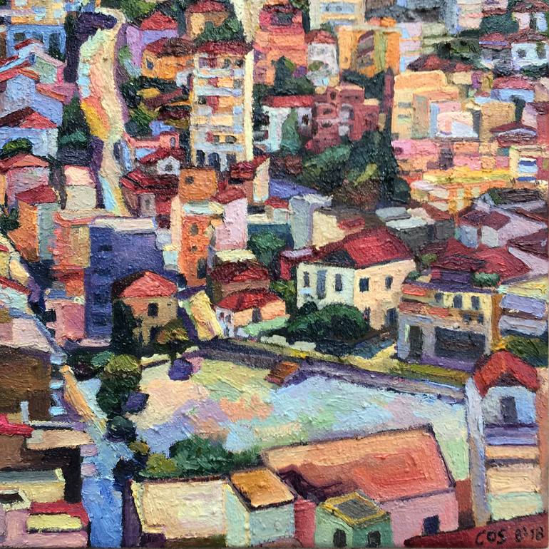 Original Figurative Cities Painting by Christine Olga Smith