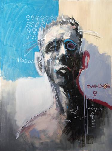 Original Figurative Portrait Paintings by Lez Kinner