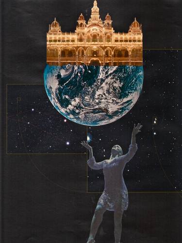Print of Dada Outer Space Collage by Deborah Stevenson