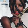 Two cut outs from a fashion magazines, a beautiful black woman and a beautiful bag wed into one surreal portrait of style.