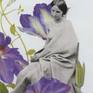 A contemplative woman in a reflective mood, seated in a bough of clematis.