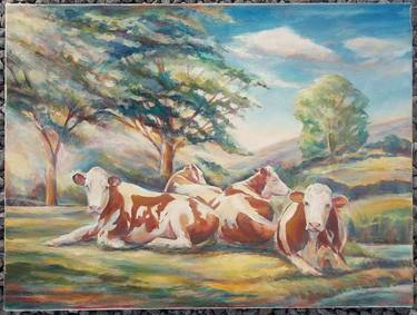 Original Fine Art Cows Paintings by Michael Horner