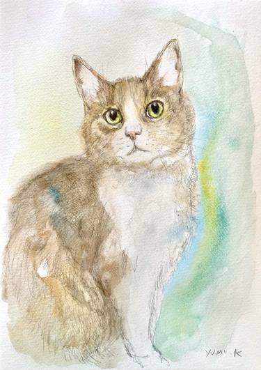 Original Figurative Cats Painting by Yumi Kudo
