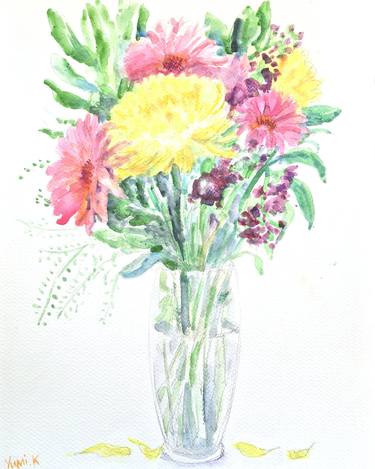 Original Floral Painting by Yumi Kudo
