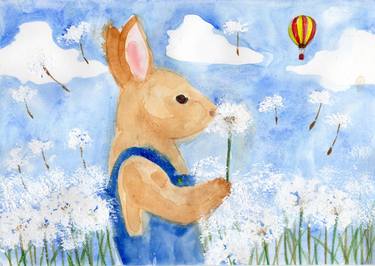 Rabbit in the dandelion field thumb